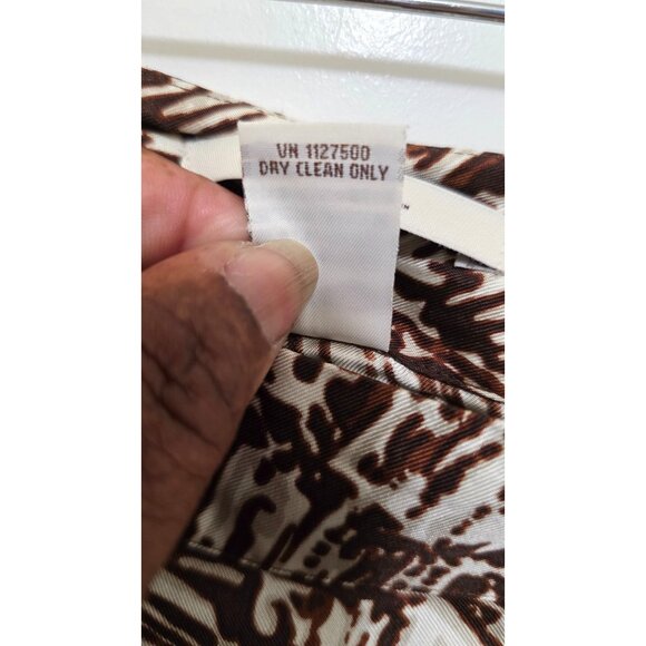Merona Women's 100% Silk Brown & White Abstract Print A-Line Skirt Size 8 Lightw - Picture 8 of 8